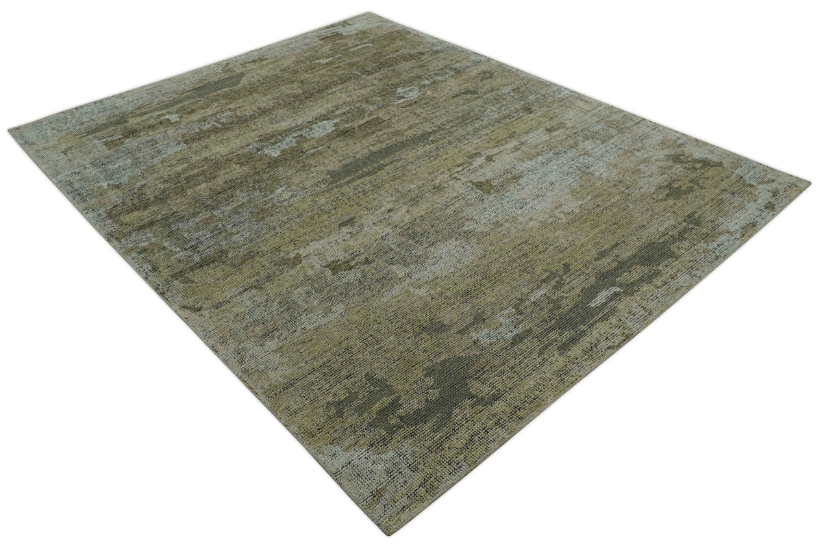 Brown and Silver Abstract Hand Knotted Custom Wool Area Rug - Contemporary Design, photo 11 of 11