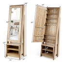 2-in-1 Wooden Cosmetics Storage Cabinet with Full-Length Mirror and Bottom Rack by LJGDeals
