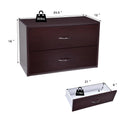 2-Drawer Dresser Horiztonal Organizer End Table Nightstand with Handle Wood-Brown by LJGDeals