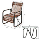 3 Pieces Patio Rattan Furniture Set with 2 Single Wicker Chairs and Glass Side Table by LJGDeals