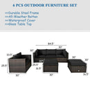 6 Pcs Patio Rattan Furniture Set with Sectional Cushion by LJGDeals