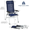 2Pcs Patio Dining Chair with Adjust Portable Headrest-Blue by LJGDeals