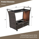 Patio Rattan Bar Serving Cart with Glass Top and Handle by LJGDeals