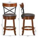 Set of 2 Bar Stools 360-Degree Swivel Dining Bar Chairs with Rubber Wood Legs by LJGDeals