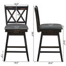 2 Pieces 24 Inch Swivel Counter Height Barstool Set with Rubber Wood Legs by LJGDeals