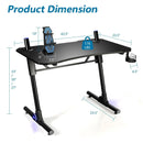 43.5 Inch Height Adjustable Gaming Desk with Blue LED Lights by LJGDeals