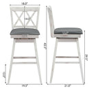 2 Pieces 29 Inches Swivel Counter Height Barstool Set with Rubber Wood Legs by LJGDeals