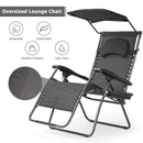 Folding Recliner Lounge Chair with Shade Canopy Cup Holder by LJGDeals