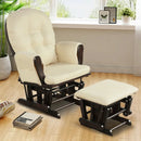 Wood Glider and Ottoman Set with Padded Armrests and Detachable Cushion by LJGDeals