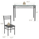 5 Pieces Dining Set with Tempered Glass Top Table and 4 Upholstered Chairs by LJGDeals