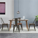 18 Inch Height Set of 4 Stackable Style Metal Wood Dining Chair by LJGDeals