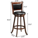 29 Inch Swivel Bar Height Stool Wooden Upholstered Dining Chair by LJGDeals