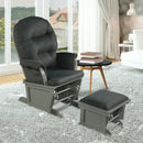 Wood Baby Glider and Ottoman Cushion Set with Padded Armrests for Nursing by LJGDeals