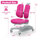 Adjustable Height Student Chair with Sit-Brake Casters and Lumbar Support for Home and School by LJGDeals