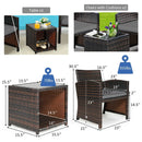 3 Pieces PE Rattan Wicker Furniture Set with Cushion Sofa Coffee Table for Garden by LJGDeals
