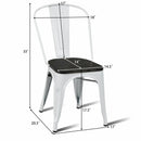 4 Pieces Tolix Style Metal Dining Side Chair Stackable Wood Seat by LJGDeals