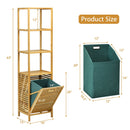 Bamboo Tower Hamper Organizer with 3-Tier Storage Shelves-Natural by LJGDeals