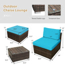 5 Pieces Patio Rattan Furniture Set with Cushioned Armless Sofa by LJGDeals