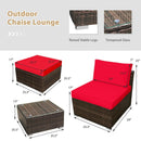 5 Pieces Patio Rattan Furniture Set with Cushioned Armless Sofa by LJGDeals