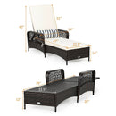 Outdoor Patio Wicker Chaise Lounge Chair with Adjustable Backrest and Pillow by LJGDeals