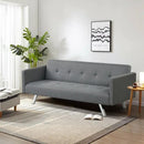 3 Seat Convertible Linen Fabric Futon Sofa with USB and Power Strip by LJGDeals
