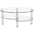 Tempered Glass Oval Side Coffee Table by LJGDeals