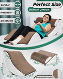 LX5 4-Piece Support for Shoulder & Upper Body Rest, Orthopedic Bed Wedge Pillow Set, Almond Brown
