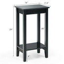 2-Tier Nightstand End Side Wooden Legs Table for Bedroom by LJGDeals