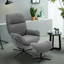 Upholstered Swivel Lounge Chair with Ottoman and Rocking Footstool by LJGDeals