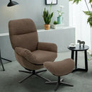 Upholstered Swivel Lounge Chair with Ottoman and Rocking Footstool by LJGDeals