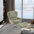 360¬∞ Swivel Leather Lounge Chair with Ottoman and Aluminum Alloy Base