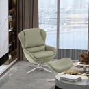360¬∞ Swivel Leather Lounge Chair with Ottoman and Aluminum Alloy Base by LJGDeals