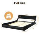 Full Size Faux Leather Upholstered Platform Bed Adjustable Headboard-Black by LJGDeals
