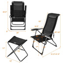 4 Pieces Patio Adjustable Back Folding Dining Chair Ottoman Set by LJGDeals