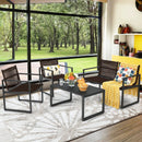 4 Pieces Patio Furniture Conversation Set with Sofa Loveseat by LJGDeals
