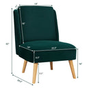 Velvet Accent Armless Side Chair with Rubber Wood Legs for Bedroom by LJGDeals
