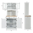Kitchen Pantry Cabinet with Wood Top and Hutch-White by LJGDeals