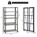 4-Tier Folding Bookshelf No-Assembly Industrial Bookcase Display Shelves by LJGDeals