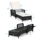 Patio Wicker Chaise Lounge Chair with Pillow and Adjustable Backrest with Cushion-Black by LJGDeals