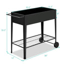 Raised Garden Bed Elevated Planter Box on Wheels Steel Planter with Shelf-Black by LJGDeals