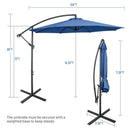 10 Feet Offset Umbrella with 8 Ribs Cantilever and Cross Base by LJGDeals