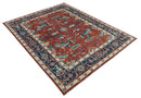 Hand Knotted Red And Blue Traditional Premium Wool Area Rug Custom Made to Order