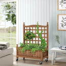 32in Wood Planter Box with Trellis Mobile Raised Bed for Climbing Plant by LJGDeals