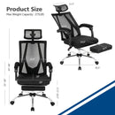 Ergonomic Recliner Mesh Office Chair with Adjustable Footrest-Black by LJGDeals