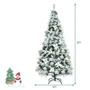 6 Feet Snow Flocked Hinged Christmas Tree with Berries and Poinsettia Flowers by LJGDeals