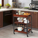3 Tiers Kitchen Island Serving Bar Cart with Glasses Holder and Wine Bottle Rack by DirectDeals