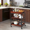 3 Tiers Kitchen Island Serving Bar Cart with Glasses Holder and Wine Bottle Rack by LJGDeals
