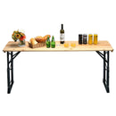 66.5 Inch Outdoor Wood Folding Picnic Table with Adjustable Heights by LJGDeals