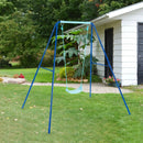 Outdoor Kids Swing Set with Heavy-Duty Metal A-Frame and Ground Stakes by LJGDeals