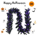 9 Feet Pre-lit Christmas Halloween Garland with 50 Purple LED Lights by LJGDeals